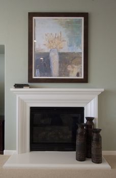 the interior of a model home in a suburban home.
