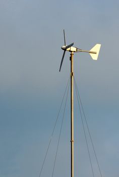 The little wind turbine custom handmade in twilight.