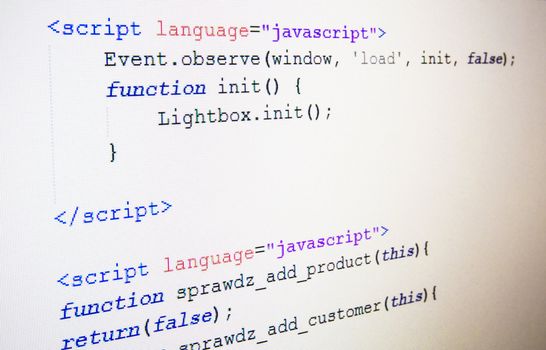 Code of JavaScript language on LCD screen