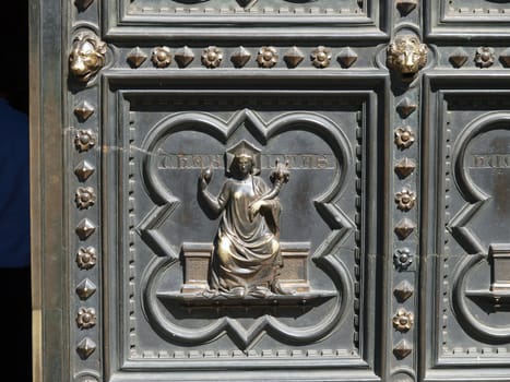Florence Baptistery - South Portal by Andrea Pisano- 1336. Histories of St John the Baptist - Charity
