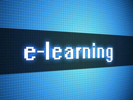 e-learning word on lcd-styled display