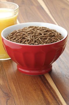 Delicious and nutritious cereal, high in bran, high in fiber, served in a beautiful  French Cafe au Lait Bowl with wide rims. In place of handles. This healthy bran cereal will be an aid to digestive health.