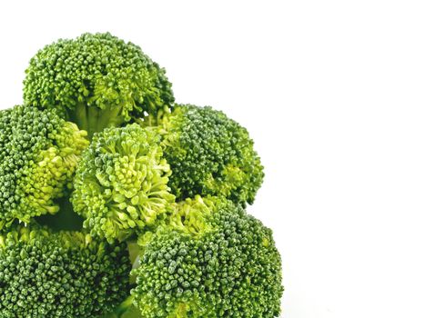 Fresh, Raw, Green Broccoli Pieces, Cut and Ready to Eat