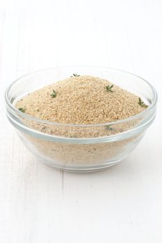 bread crumbs or breaded ingredient used to make fried chicken milanese chicken , nuggets and other delicious breaded foods 