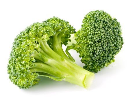 Fresh, Raw, Green Broccoli Pieces, Cut and Ready to Eat