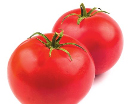Two Red Ripe Tomatoes Isolated oh White