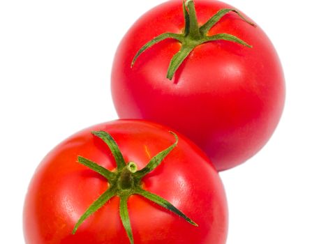 Two Red Ripe Tomatoes Isolated oh White