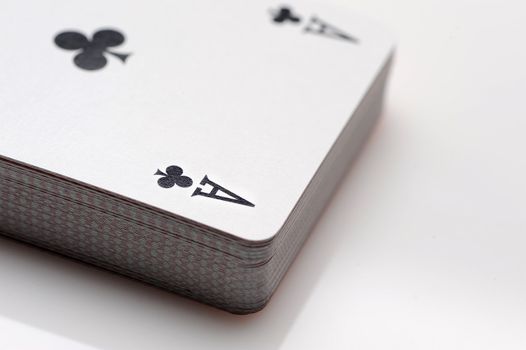 close up of playing cards poker game on white background