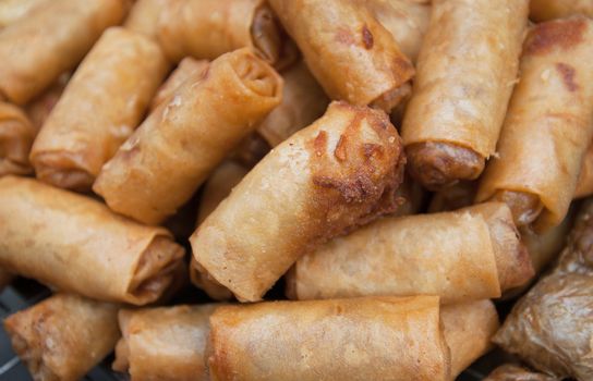 deep fried spring rolls street food in bangkok