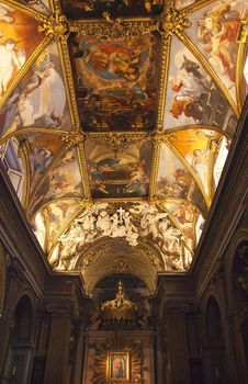 Santa Maria in Trevio Church Next to Trevi Fountain, Painted Ceilings, Altar, Rome Italy