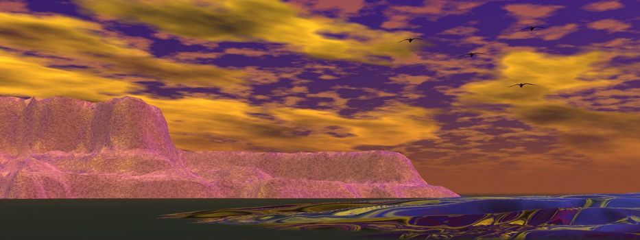 iceberg pink and sea