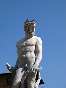 Statue of Neptune as part of the fountain on Piazza della Signoria in Florence, Italy.
