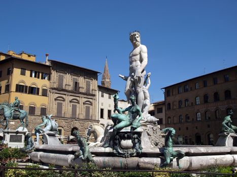 Fountain of Neptune by Bartolomeo Ammannati, in the Piazza della Signoria, Florence, Italy