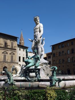 Fountain of Neptune by Bartolomeo Ammannati, in the Piazza della Signoria, Florence, Italy