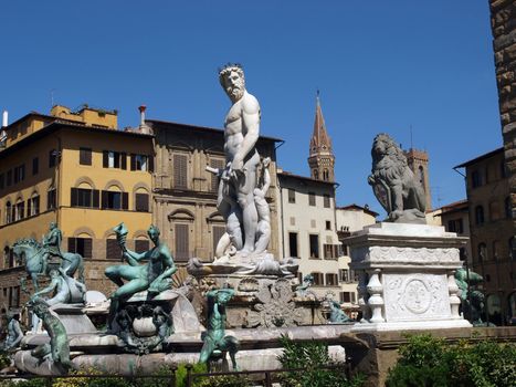 Fountain of Neptune by Bartolomeo Ammannati, in the Piazza della Signoria, Florence, Italy