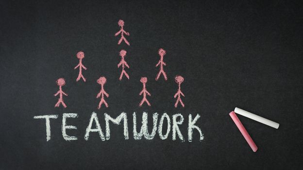 Teamwork Illustration with stick people.