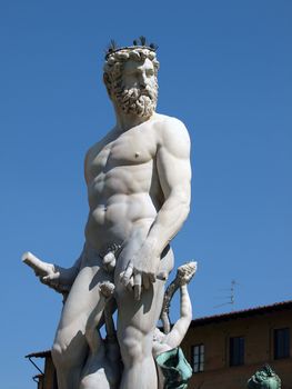 Statue of Neptune as part of the fountain on Piazza della Signoria in Florence, Italy