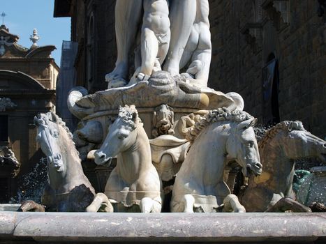 Fountain of Neptune by Bartolomeo Ammannati, in the Piazza della Signoria, Florence, Italy