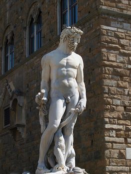 Statue of Neptune as part of the fountain on Piazza della Signoria in Florence, Italy