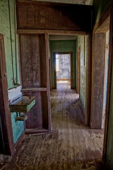 old house in kolmanskop's ghost town in namibia africa