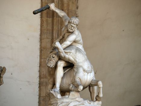 Florence - Hercules beating the Centaur Nessus. Jean de Boulogne and Pietro Francavilla Hercules beating the Centaur Nessus Sculpted from one solid block of white marble in 1599