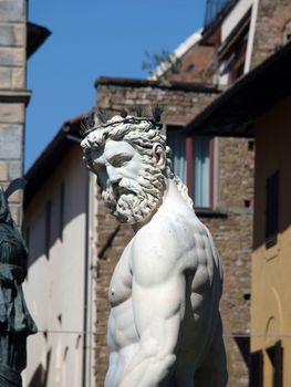 Statue of Neptune as part of the fountain on Piazza della Signoria in Florence, Italy