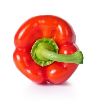 Red pepper isolated on white background, fresh vegetable, top view