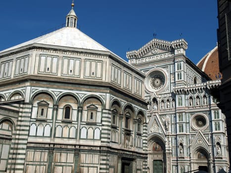 Florence - View of the Duomo and Baptistery .