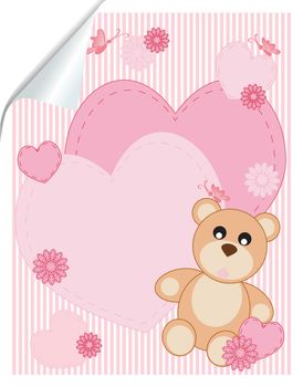 abstract background with hearts and bear vector illustration