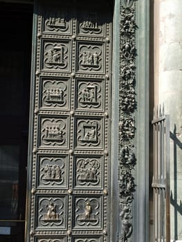 Florence Baptistery - South Portal by Andrea Pisano- 1336. Histories of St John the Baptist - Charity