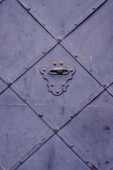Background of ancient metal door textures and ornaments.