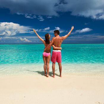 Couple on a tropical beach at Maldives