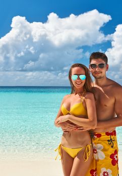 Couple on a tropical beach at Maldives