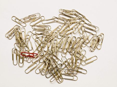 Used Paper clips isolated on white background