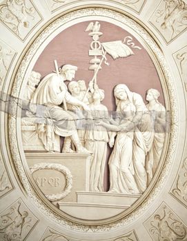 Vatican Museums, Rome, Italy: example of painting restoration technique