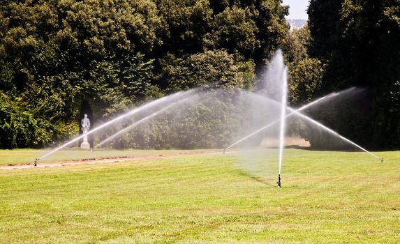 Reggia di Caserta (Caserta Royal Palace), Italy. Luxury royal garden: irrigation operations