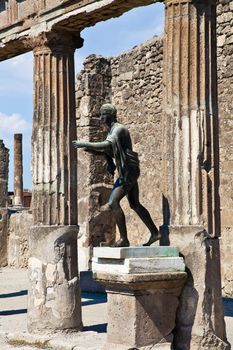 Detail of Pompeii site. The city of was destroyed and completely buried during a long catastrophic eruption of the volcano Mount Vesuvius