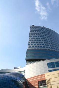Very modern building on blue sky background
