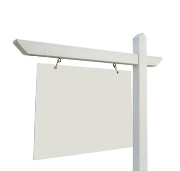 Blank Real Estate Sign Isolated on a White Background - ready for your message and your own background as well.