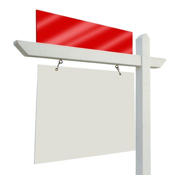 Blank Real Estate Sign Isolated on a White Background - ready for your message and your own background as well.