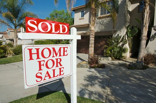 Sold Home For Sale Sign in Front of New House