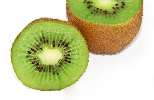 a close up of a kiwi fruit over white