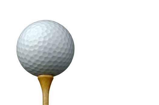 Golf Ball & Tee Isolated on A White Background