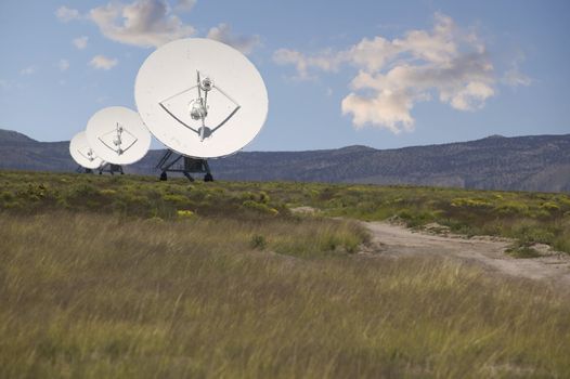 Radio Telescopes in New Mexico on a cloudy day