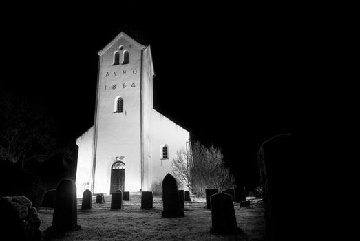 Church by night at creepy church yard!