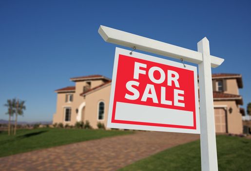 Home For Sale Sign in Front of New House