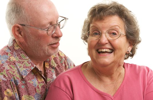 Happy Senior Couple poses for portrait. 