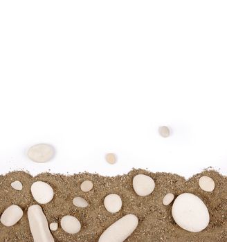 Beach sand with round sea stones