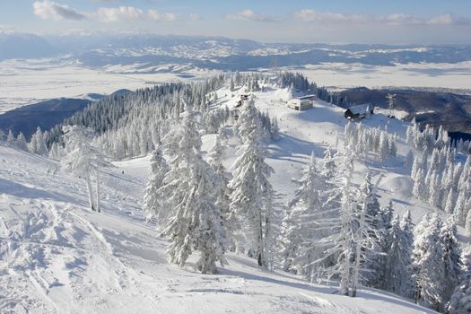 Winter vacation place panoramic view