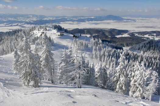Winter vacation place panoramic view
